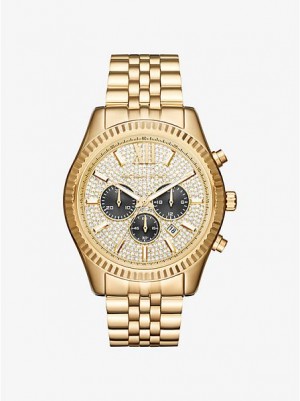 Relojes Michael Kors Oversized Lexington Hombre Doradas | 430965-UZF