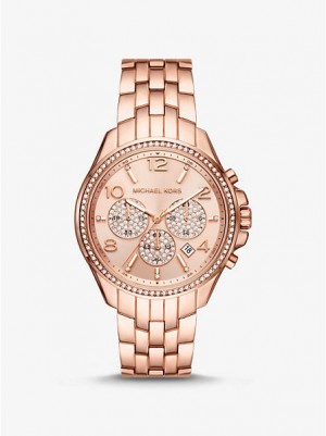 Relojes Michael Kors Oversized Pilot Pave Mujer Rosas Doradas | 804739-UQX