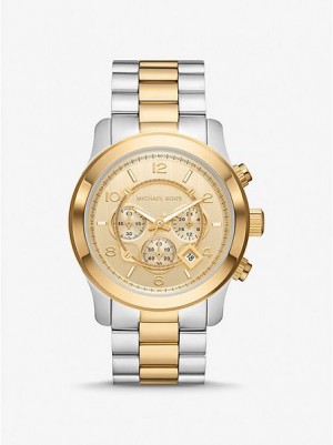 Relojes Michael Kors Oversized Runway Mujer Plateadas Doradas | 912503-UOV