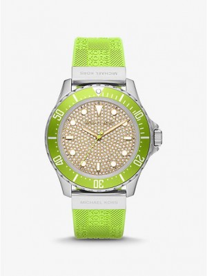 Relojes Michael Kors Oversized Slim Everest Pave And Embossed Silicona Mujer Plateadas | 208961-WDU