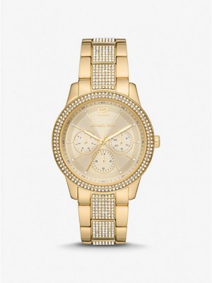 Relojes Michael Kors Oversized Tibby Pave Mujer Doradas | 207165-RYN