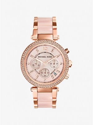 Relojes Michael Kors Parker Blush Acetate Mujer Rosas Doradas | 674109-HPW