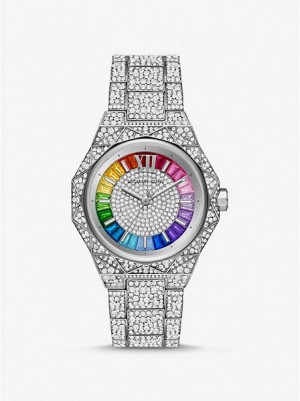 Relojes Michael Kors Pride Limited-edition Oversized Raquel Rainbow Pave Mujer Plateadas | 781235-CXE