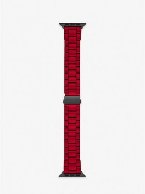 Relojes Michael Kors Red-coated Stainless Steel Correa For Apple Mujer Rojas | 256938-RXL