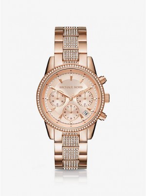 Relojes Michael Kors Ritz Pave Mujer Rosas Doradas | 625310-YDX