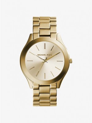 Relojes Michael Kors Slim Runway Stainless Steel Mujer Doradas | 647128-WOM