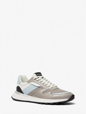 Zapatillas Michael Kors Dax Cuero And Mesh Hombre Gris | 735964-YCG