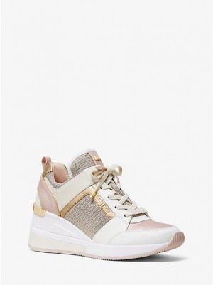 Zapatillas Michael Kors Georgie Cuero And Chain-mesh Mujer Multicolor | 459612-ZOG