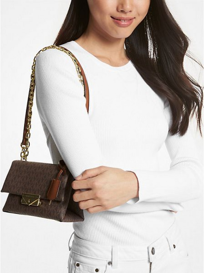 Bolsa De Hombro Michael Kors Cece Small Logo Mujer Marrones | 186349-MUQ