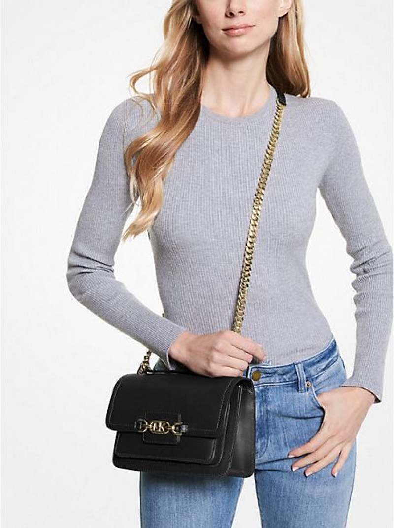 Bolsa De Hombro Michael Kors Heather Large Cuero Mujer Negras | 587204-LUC