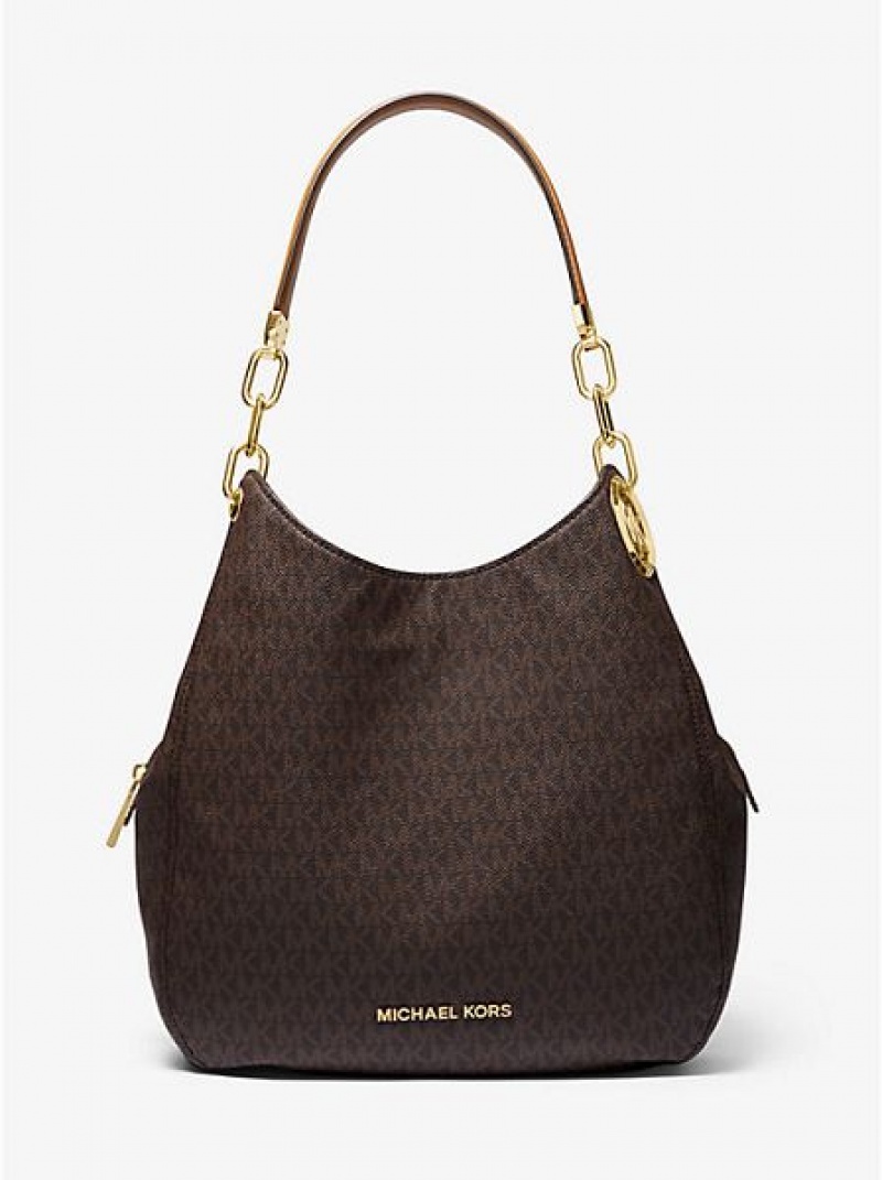 Bolsa De Hombro Michael Kors Lillie Large Logo Mujer Marrones | 509347-FIS