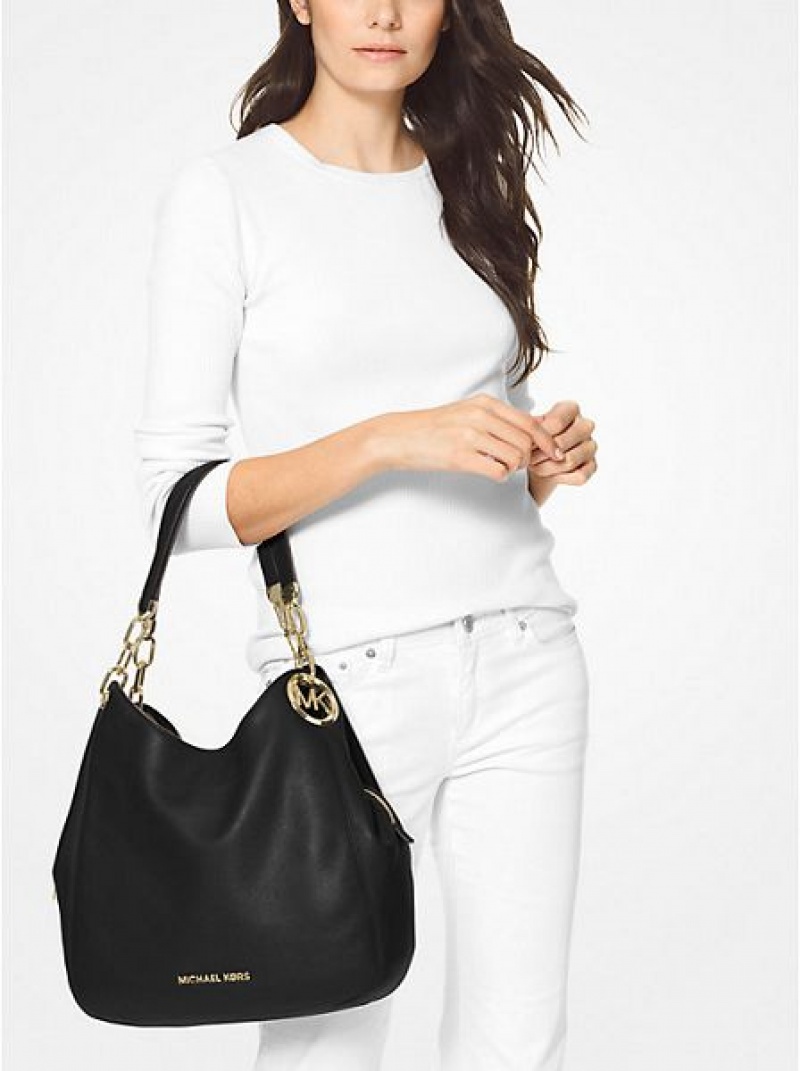 Bolsa De Hombro Michael Kors Lillie Large Pebbled Cuero Mujer Negras | 592364-AGO