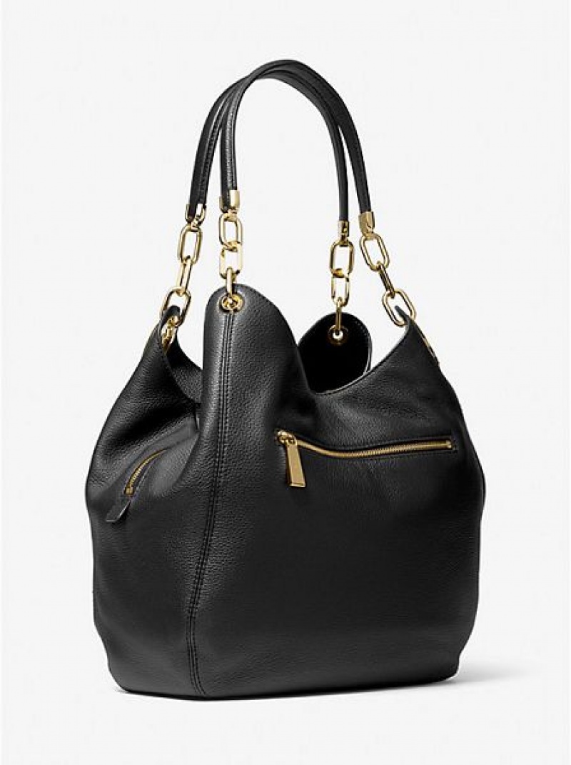 Bolsa De Hombro Michael Kors Lillie Large Pebbled Cuero Mujer Negras | 592364-AGO