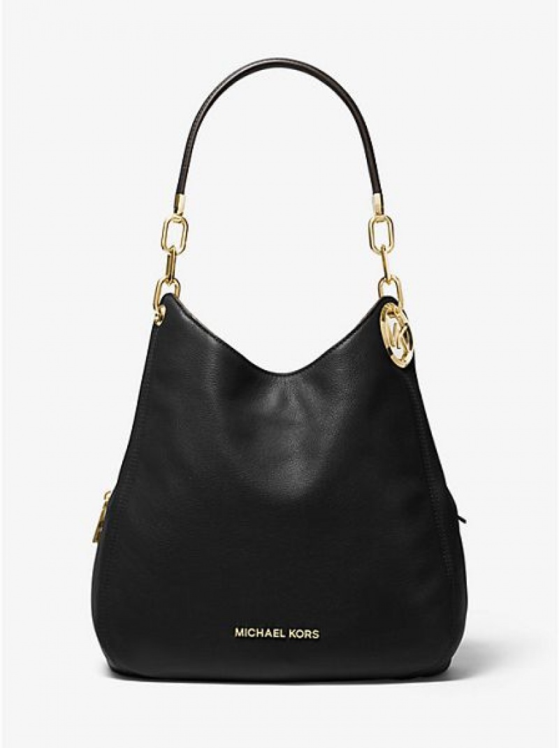 Bolsa De Hombro Michael Kors Lillie Large Pebbled Cuero Mujer Negras | 592364-AGO