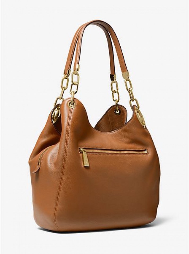 Bolsa De Hombro Michael Kors Lillie Large Pebbled Cuero Mujer Marrones | 320147-QMI