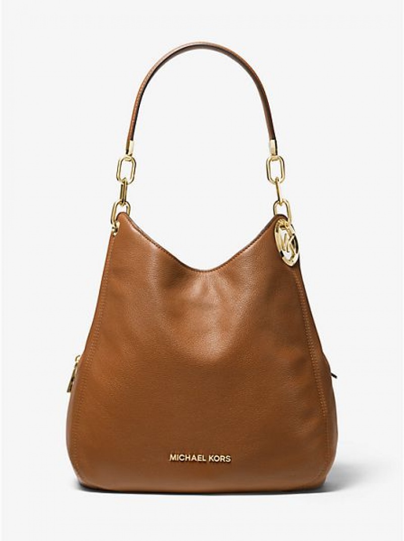 Bolsa De Hombro Michael Kors Lillie Large Pebbled Cuero Mujer Marrones | 320147-QMI