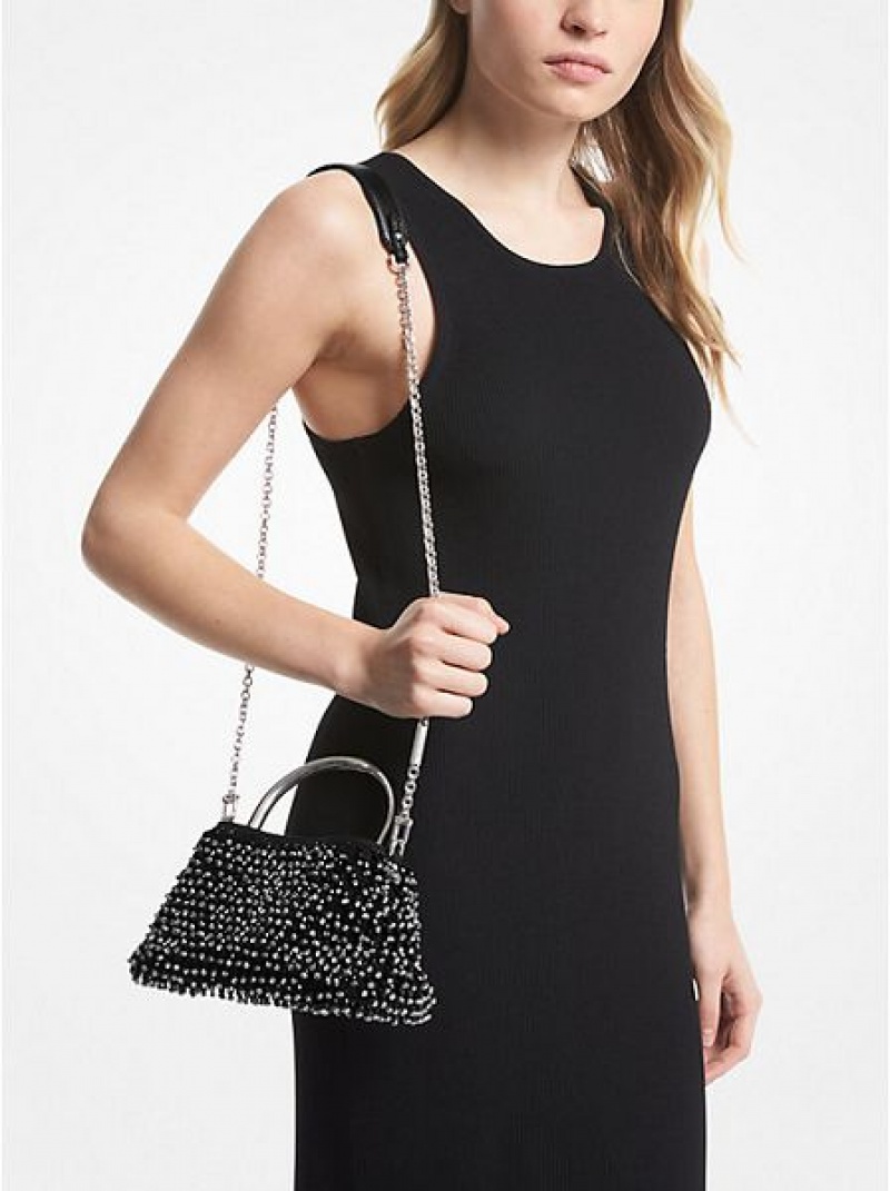 Bolsa De Hombro Michael Kors Limited-edition Rosie Extra-small Embellished Gamuza Mujer Negras | 631275-OJI