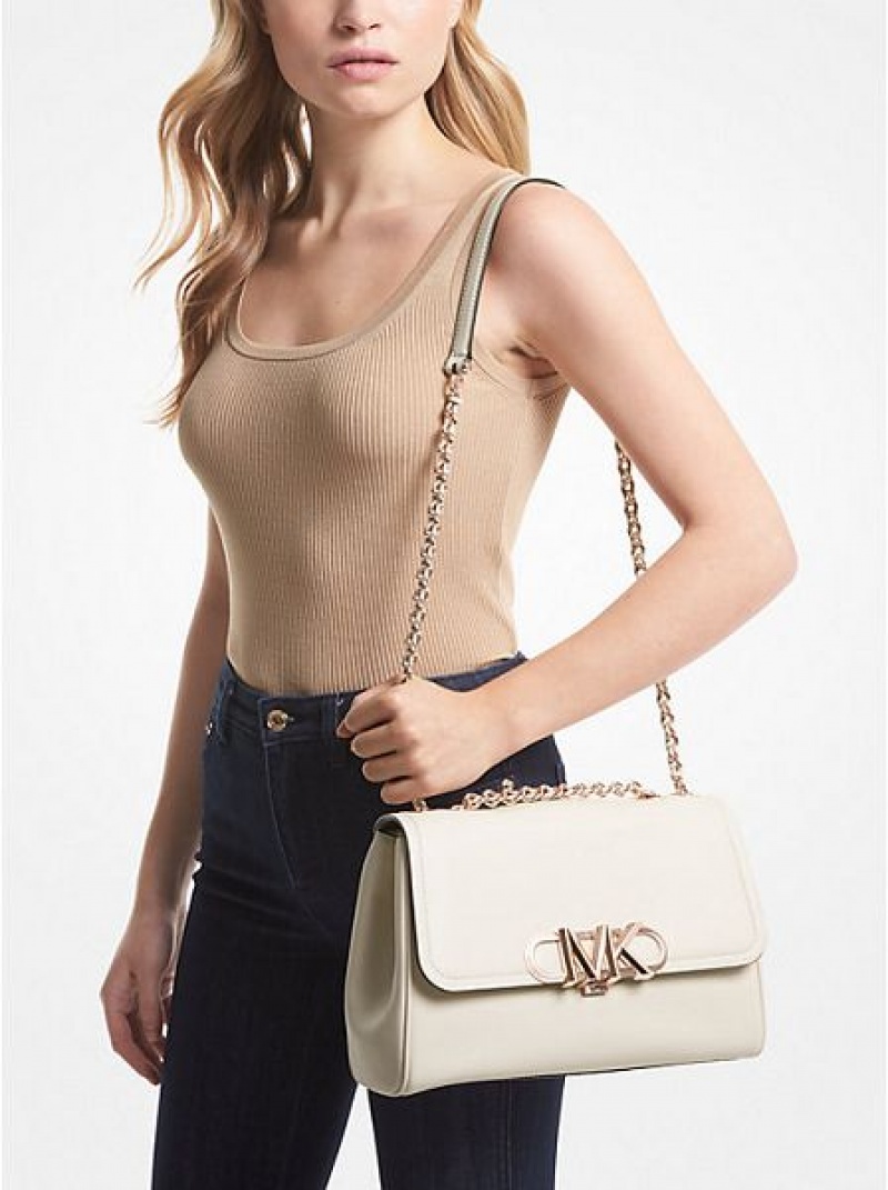 Bolsa De Hombro Michael Kors Parker Extra-large Cuero Mujer Creme | 564082-RFM