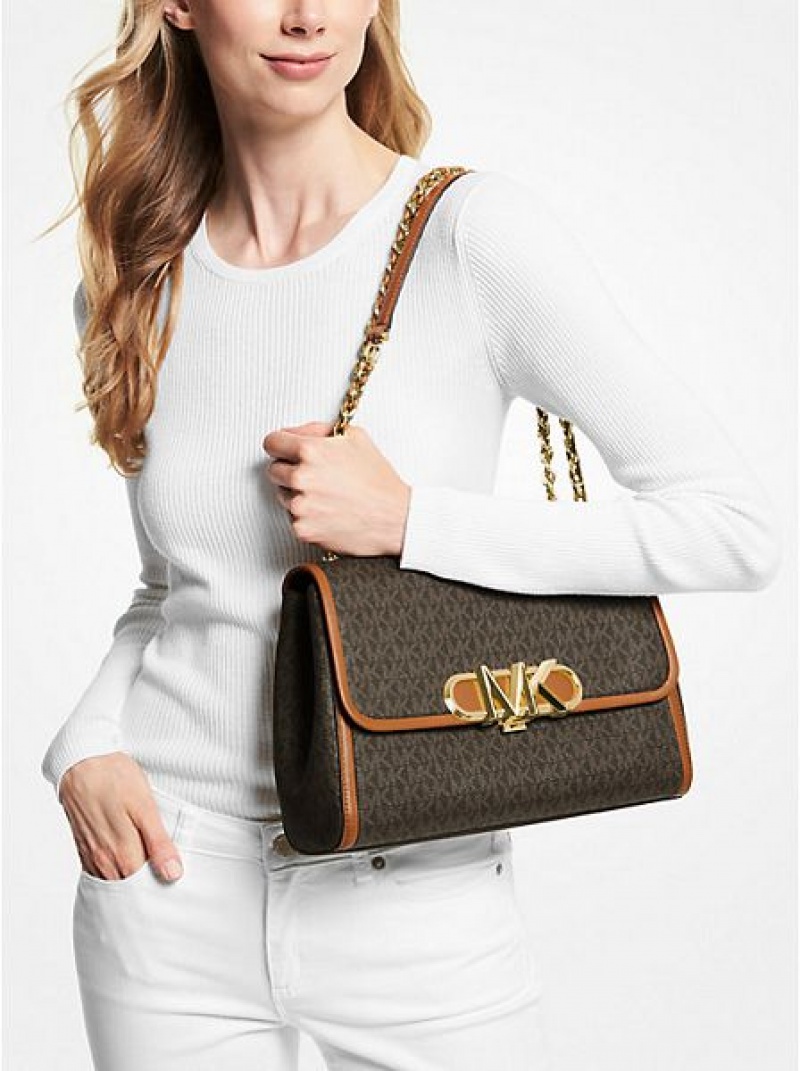 Bolsa De Hombro Michael Kors Parker Extra-large Logo Mujer Marrones | 927485-PJI