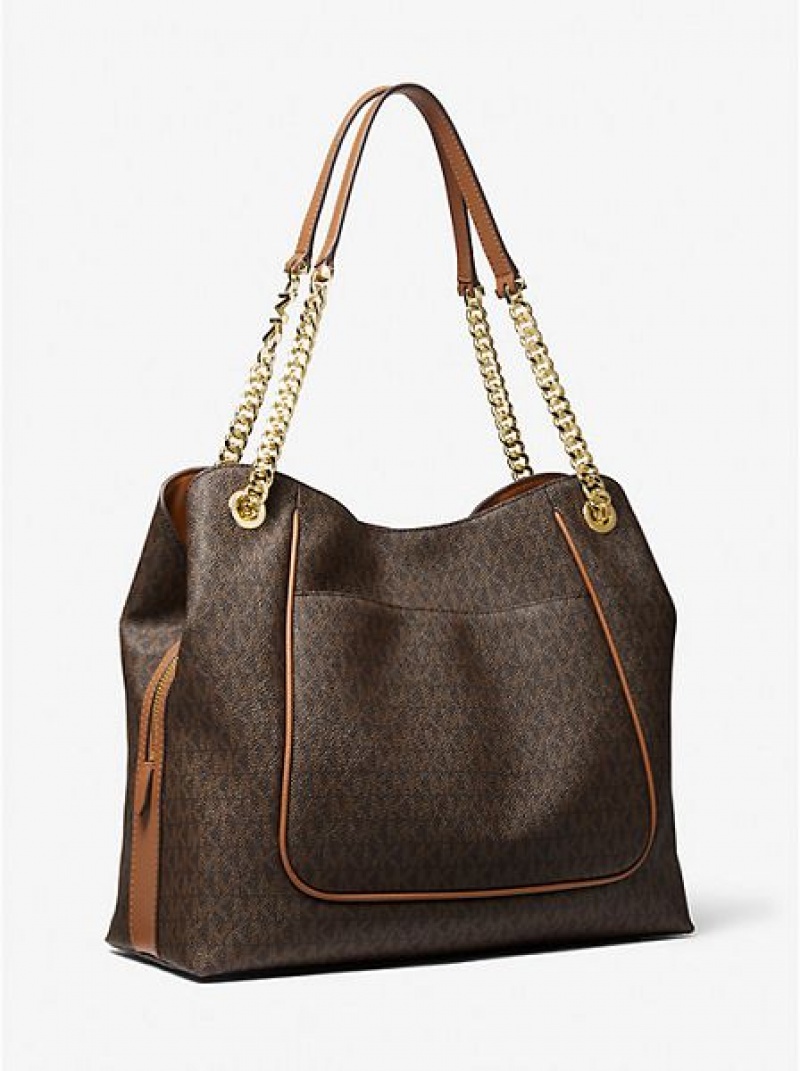 Bolsa De Hombro Michael Kors Piper Large Logo Mujer Marrones | 903284-RPA