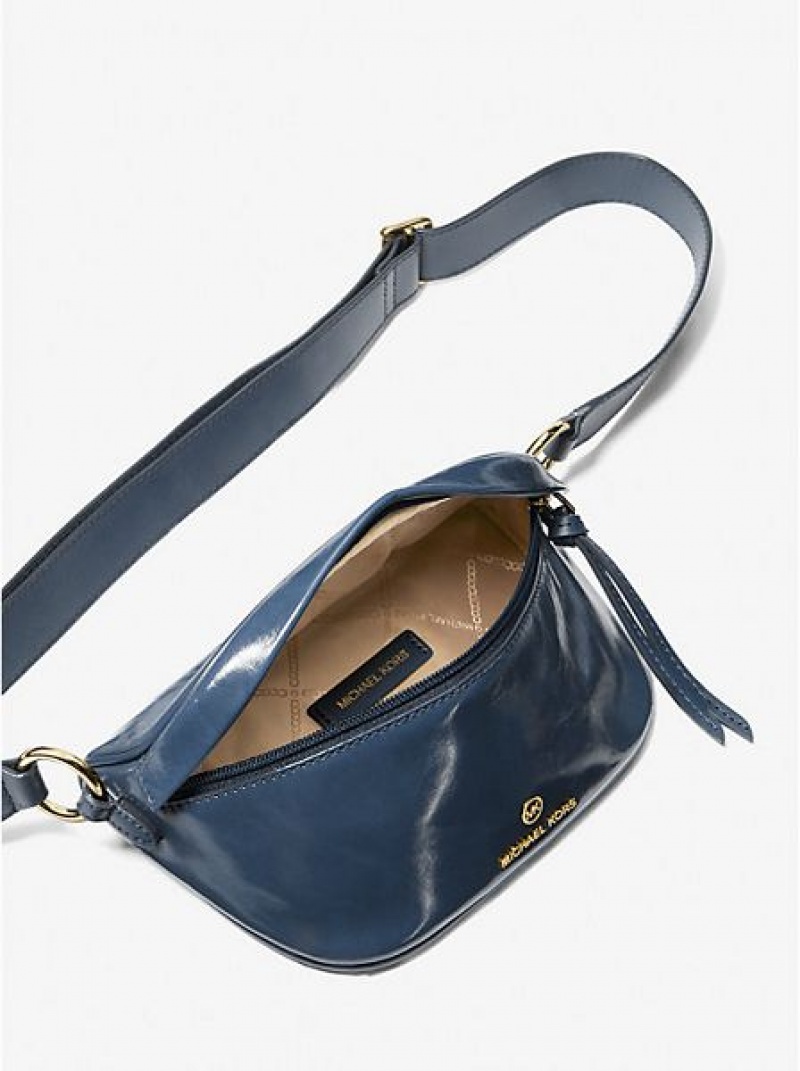 Bolsa De Hombro Michael Kors Slater Extra-small Charol Cuero Mujer Azul Marino | 758293-RMA