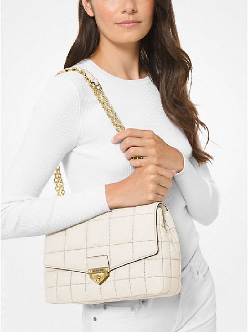 Bolsa De Hombro Michael Kors Soho Extra-large Acolchado Cuero Mujer Creme | 193046-IUQ