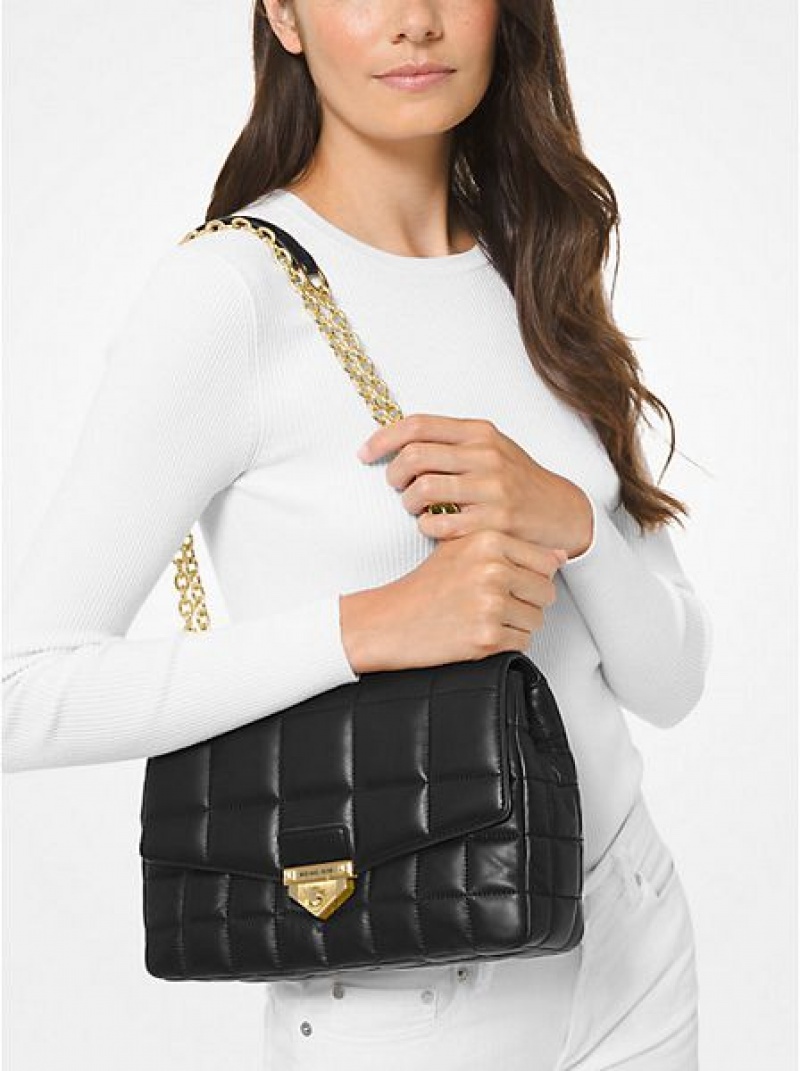 Bolsa De Hombro Michael Kors Soho Extra-large Acolchado Cuero Mujer Negras | 613078-LRK