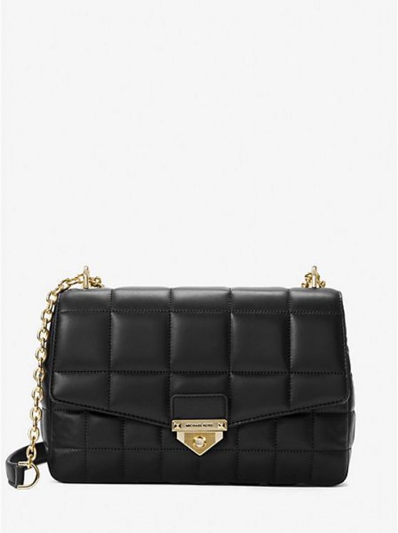 Bolsa De Hombro Michael Kors Soho Extra-large Acolchado Cuero Mujer Negras | 613078-LRK