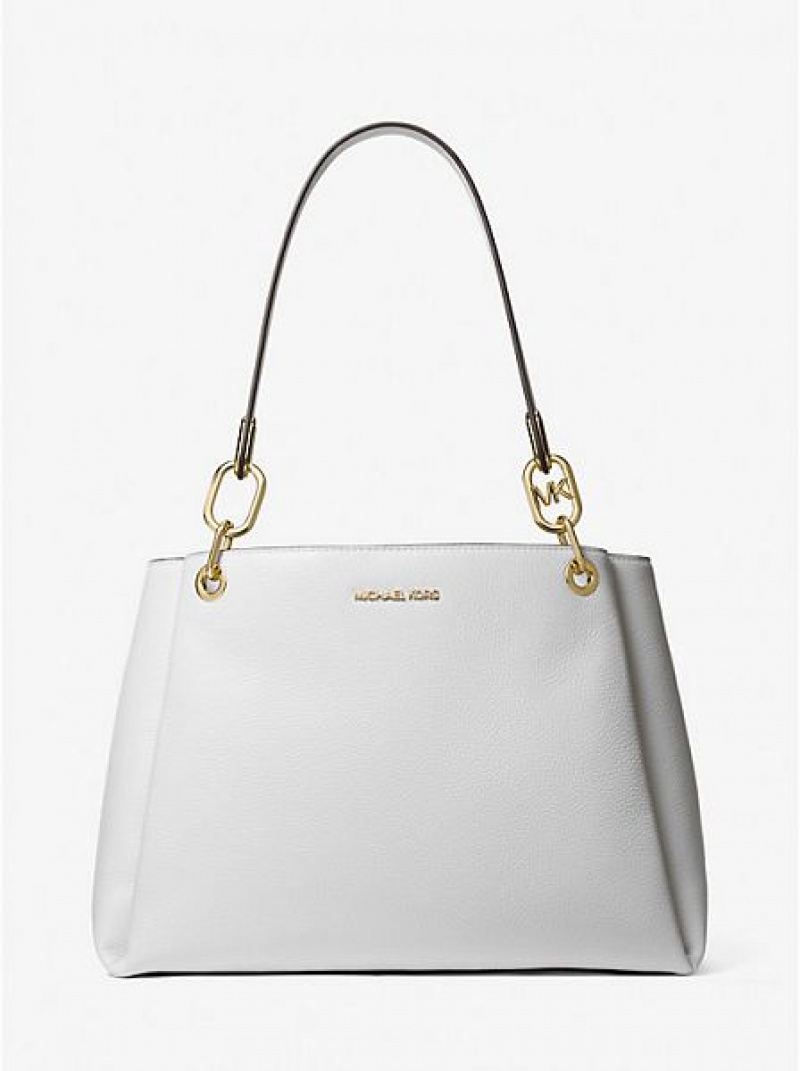 Bolsa De Hombro Michael Kors Trisha Large Pebbled Cuero Mujer Blancas | 018594-OWR