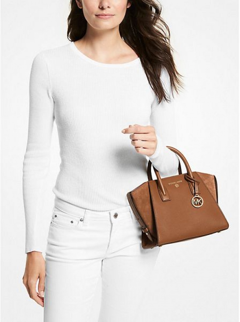 Bolso Satchel Michael Kors Avril Small Cuero Mujer Marrones | 983576-KEG