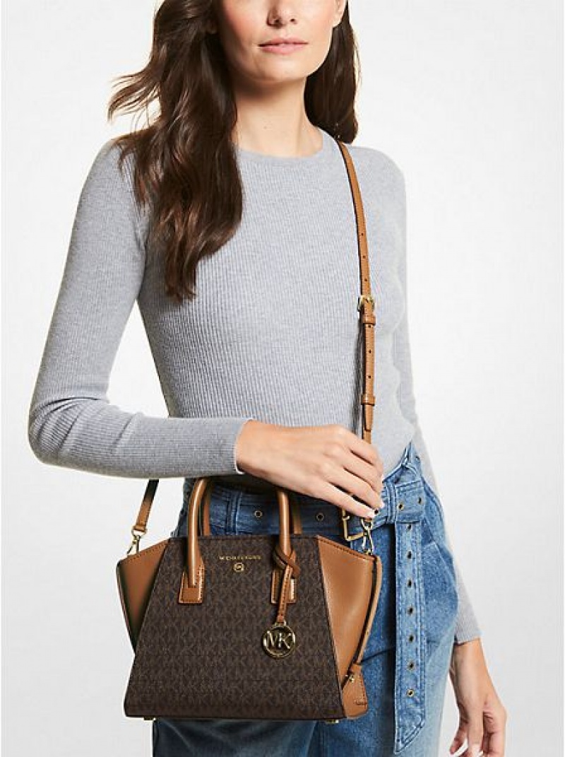 Bolso Satchel Michael Kors Avril Small Logo Mujer Marrones | 971328-XBL