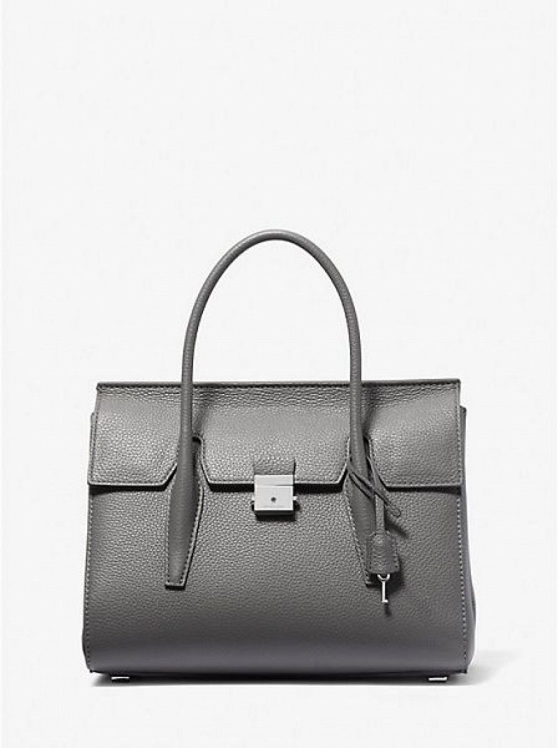 Bolso Satchel Michael Kors Campbell Medium Pebbled Cuero Mujer Gris | 052697-LKV