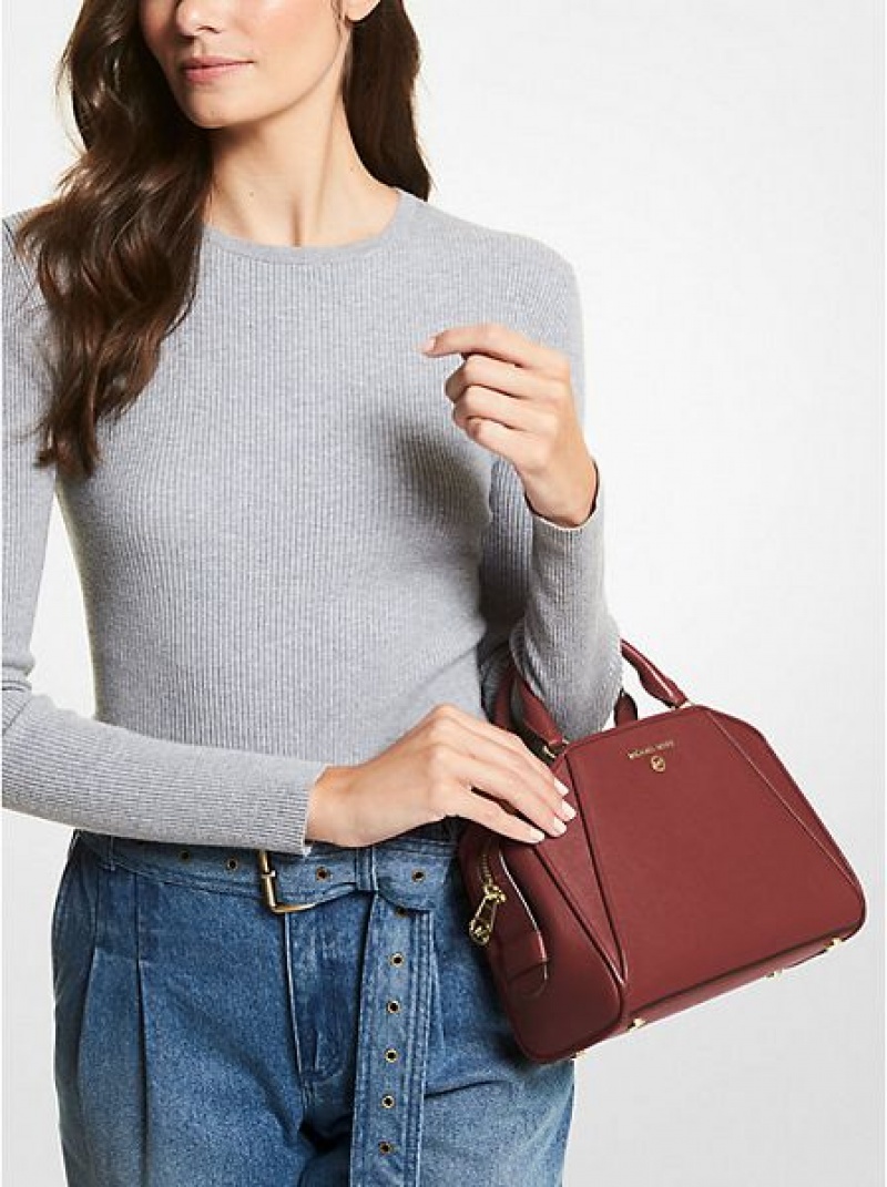 Bolso Satchel Michael Kors Cleo Small Saffiano Cuero Mujer Burdeos | 574369-VHP