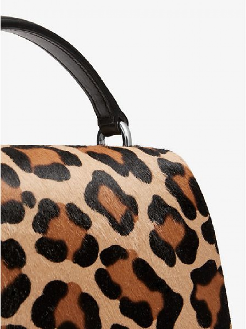 Bolso Satchel Michael Kors Mia Leopard Calf Hair Shoulder Mujer Negras Marrones | 204586-AOQ