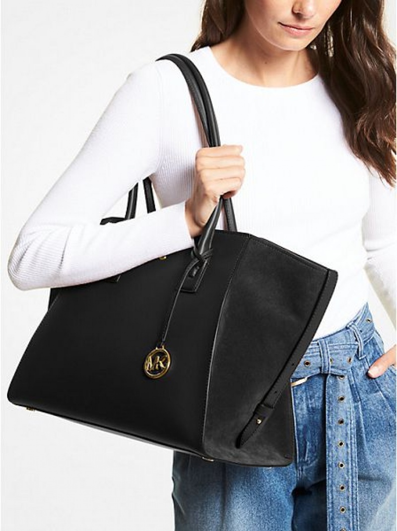 Bolso Tote Michael Kors Avril Extra-large Cuero Mujer Negras | 932046-ZAH