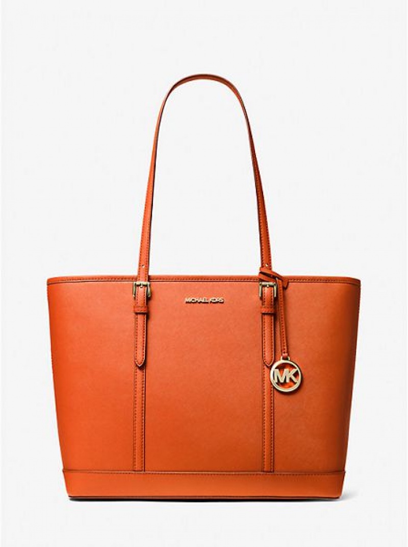 Bolso Tote Michael Kors Jet Set Travel Large Saffiano Cuero Mujer Rojas | 784105-YOD