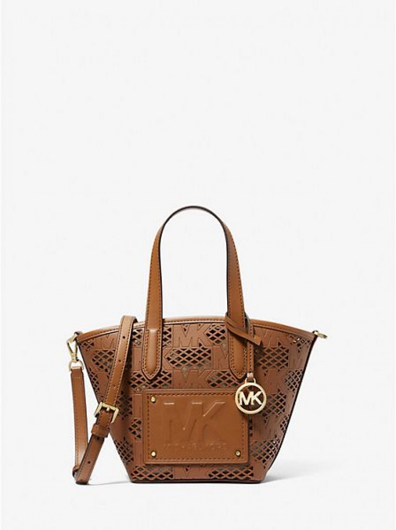 Bolso Tote Michael Kors Kimber Small 2-in-1 Perforated And Embossed Faux Cuero Mujer Marrones | 467598-NJW