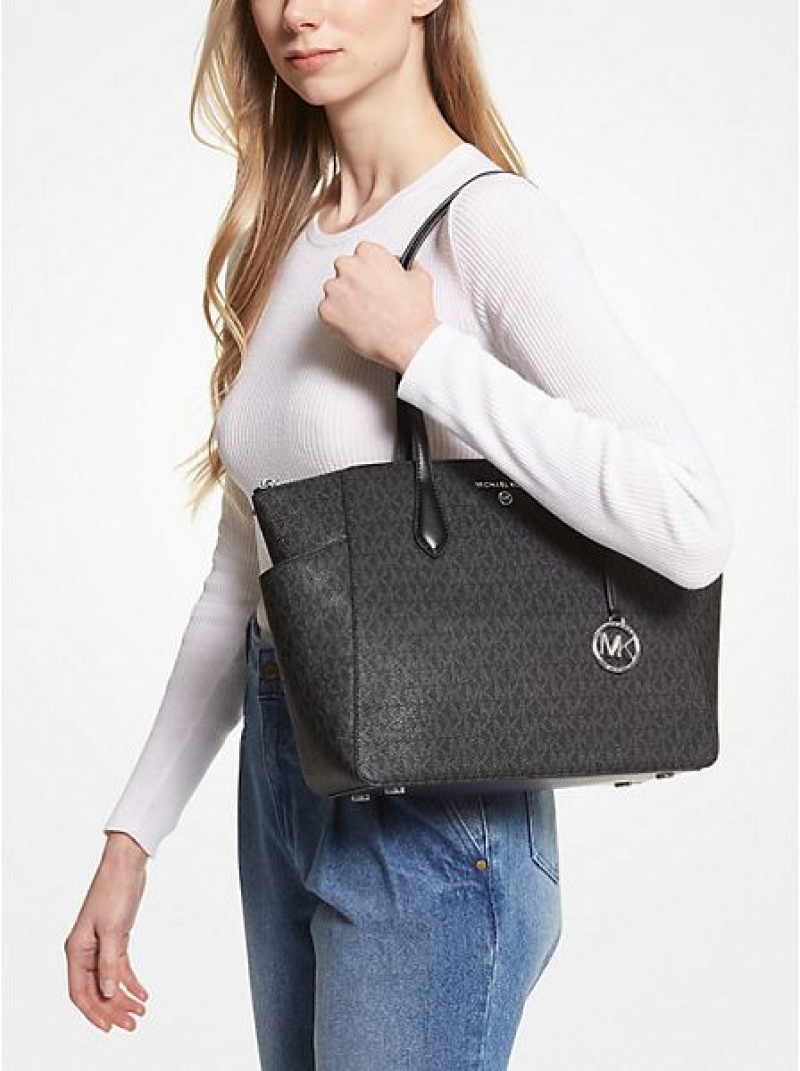 Bolso Tote Michael Kors Marilyn Medium Logo Mujer Negras | 471963-PKN