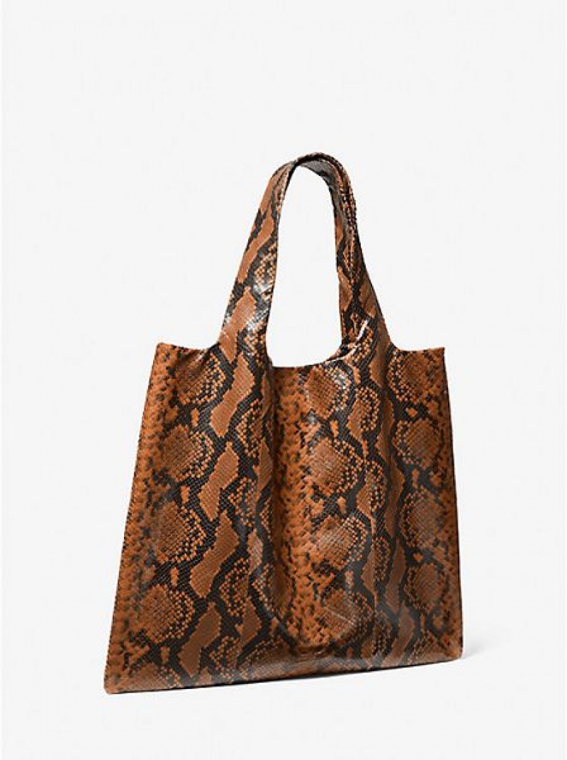 Bolso Tote Michael Kors Monogramme Python Embossed Cuero Mujer Marrones | 598243-PCW