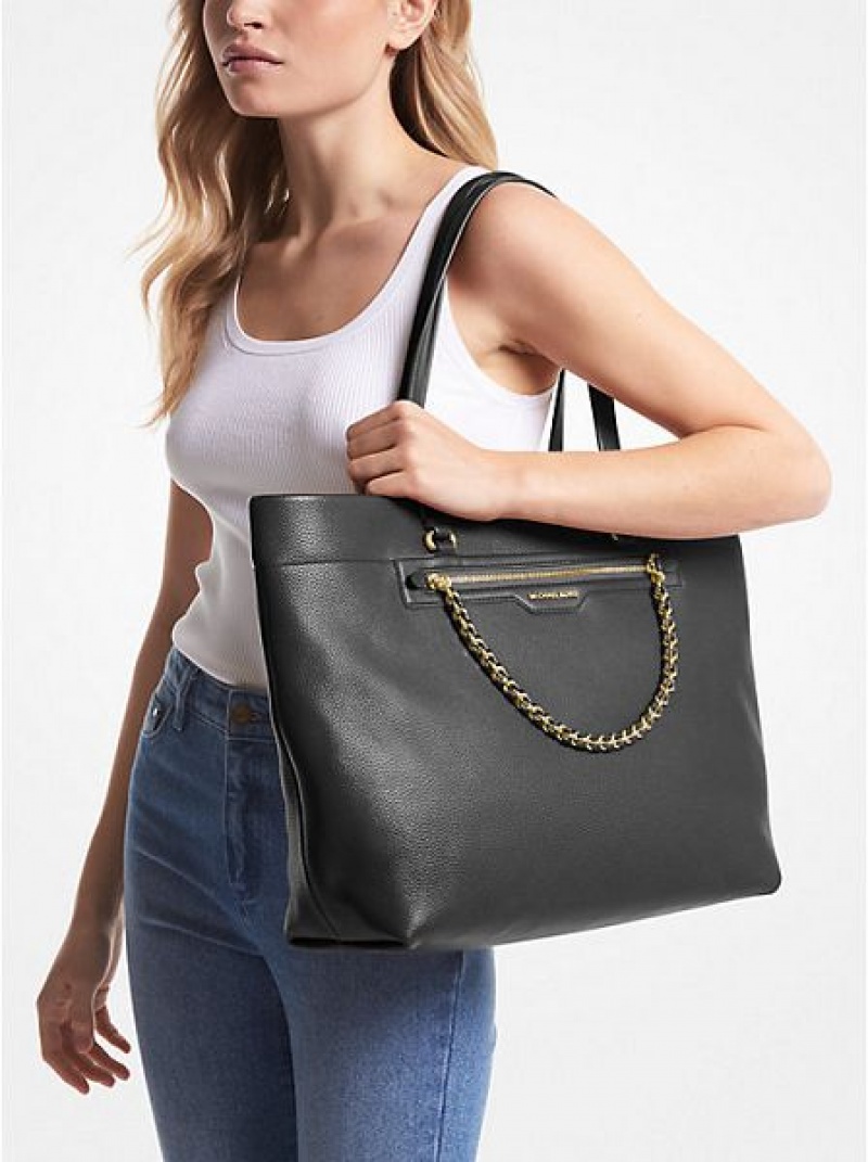 Bolso Tote Michael Kors Slater Large Pebbled Cuero Mujer Negras | 528179-LSP