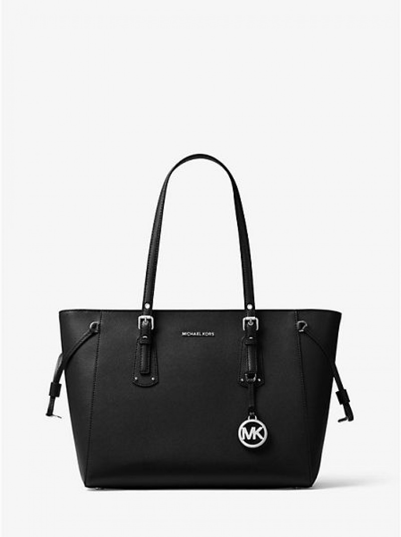 Bolso Tote Michael Kors Voyager Medium Crossgrain Cuero Mujer Negras | 409253-HSF