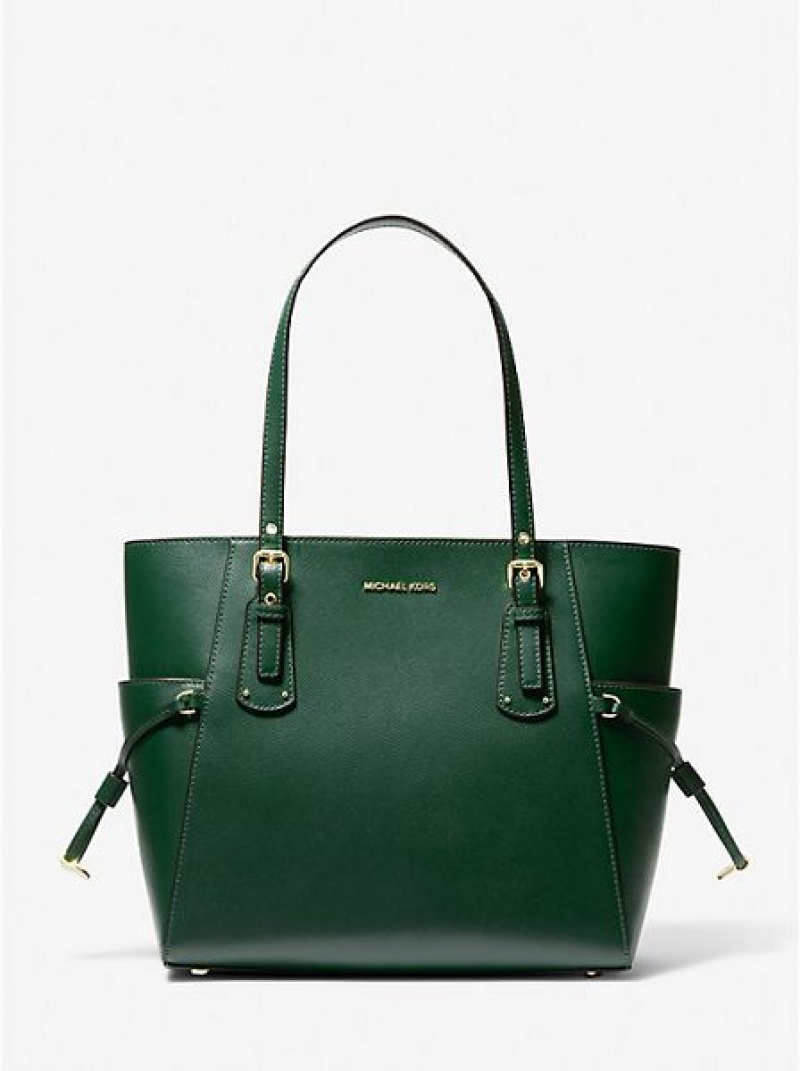 Bolso Tote Michael Kors Voyager Small Crossgrain Cuero Mujer Verde | 362904-SEU