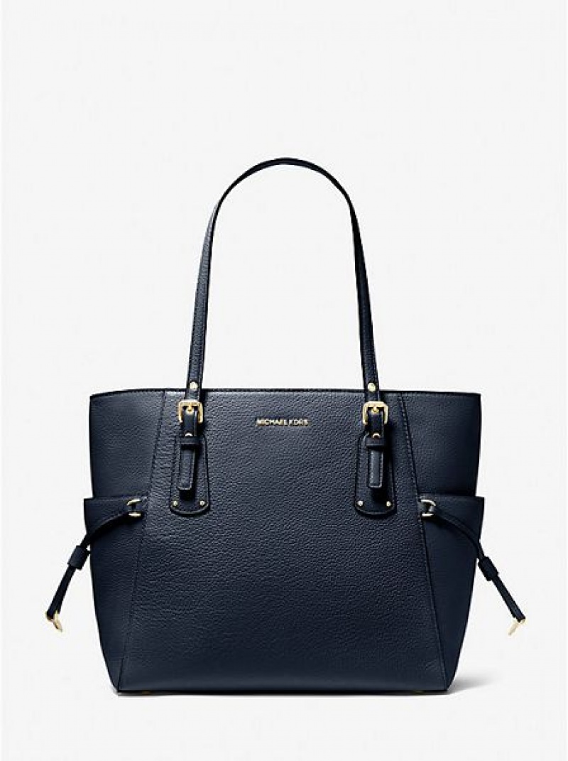 Bolso Tote Michael Kors Voyager Small Pebbled Cuero Mujer Azul Marino | 064173-OLT