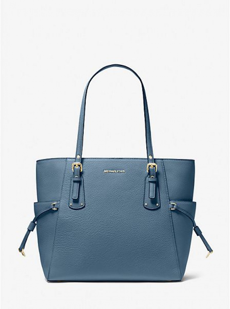 Bolso Tote Michael Kors Voyager Small Pebbled Cuero Mujer Azules | 952738-MEF