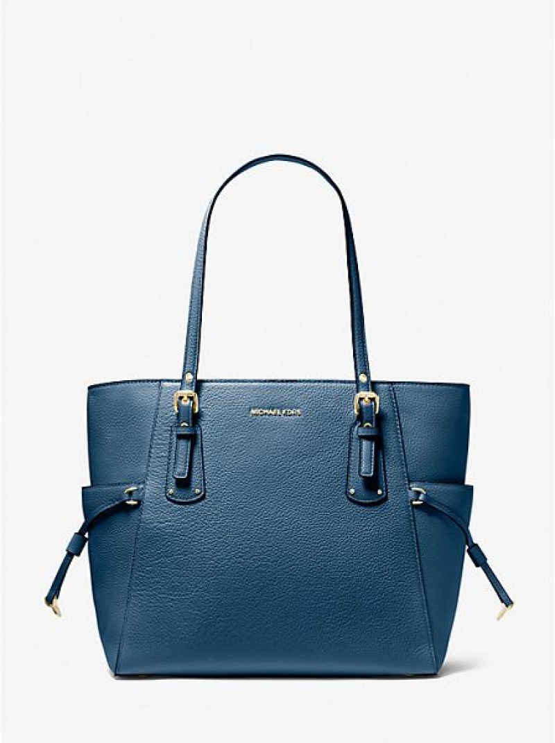 Bolso Tote Michael Kors Voyager Small Pebbled Cuero Mujer Azules | 764150-LMH