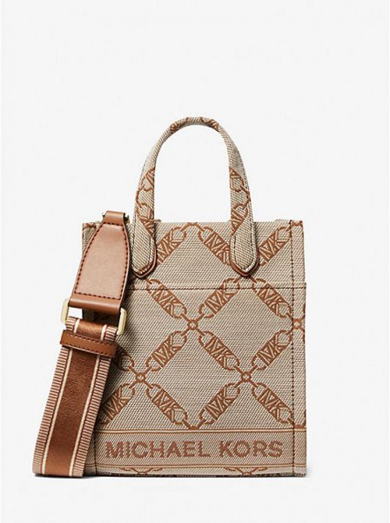 Bolsos Cruzados Michael Kors Gigi Extra-small Empire Logo Jacquard Mujer Beige | 243810-VCN