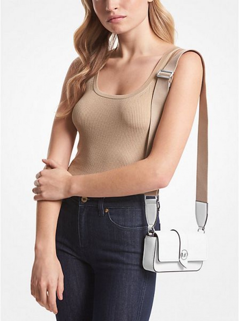 Bolsos Cruzados Michael Kors Greenwich Extra-small Saffiano Cuero Sling Mujer Blancas | 219475-ELX