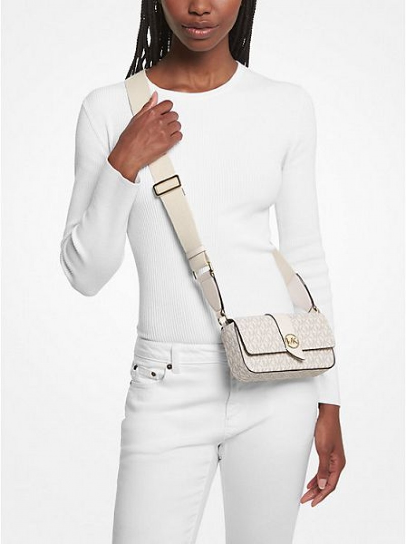 Bolsos Cruzados Michael Kors Greenwich Extra-small Logo Sling Mujer Creme | 943157-IET