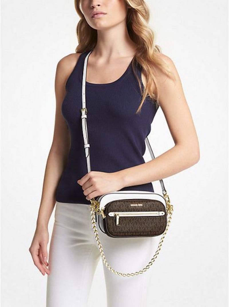 Bolsos Cruzados Michael Kors Jet Set Logo And Cuero 4-in-1 Mujer Blancas | 264130-NFD