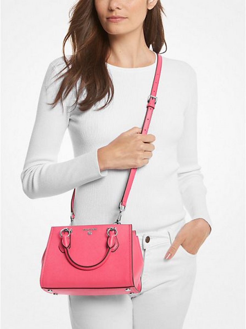 Bolsos Cruzados Michael Kors Marilyn Small Saffiano Cuero Mujer Rosas | 627890-TRJ